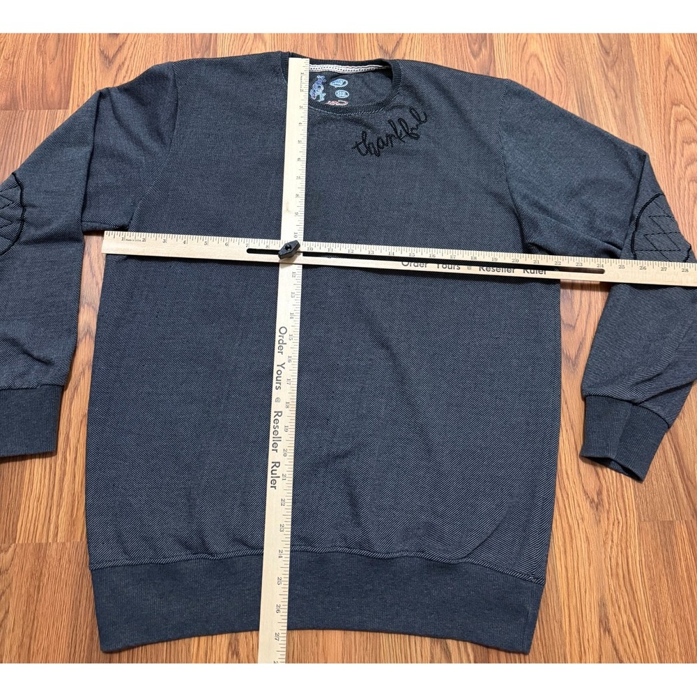 What Crewneck Sweatshirt Mens 3XL Thankful Embroidered Elbow Patch Heavyweight - Picture 12 of 13
